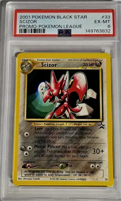 2001 SCIZOR Pokemon Promo Black Star League #33 PSA 6 EX-MT - Image 2