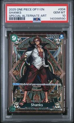 2025 ONE PIECE OP11-A FIST OF DIVINE SPEED SPECIAL ALTERNATE ART SHANKS PSA 10 - Image 1