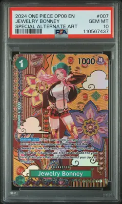 2024 ONE PIECE OP08-TWO LEGENDS SPECIAL ALTERNATE ART #007 JEWELRY BONNEY PSA 10 - Image 1