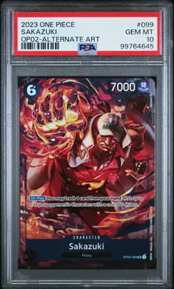 2023 ONE PIECE PARAMOUNT WAR OP02-099 #99 SAKAZUKI ALTERNATE ART PSA 10 - Image 1