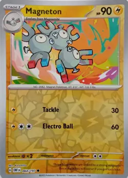 064/197 MAGNETON REVERSE HOLO OBSIDIAN FLAMES POKEMON CARD - Image 1