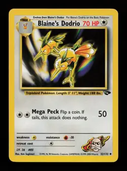 Blaine's Dodrio 32/132 Unlimited Uncommon Gym Challenge Pokemon Cards - Image 1