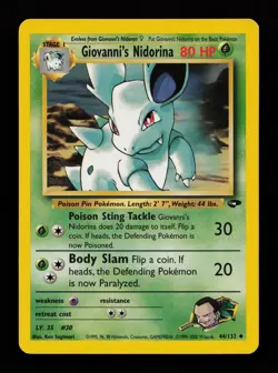Giovanni's Nidorina 44/132 Unlimited Uncommon Gym Challenge Pokemon Cards - Image 1