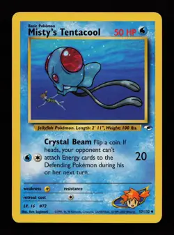 Misty's Tentacool 57/132 Unlimited Uncommon Gym Heroes Pokemon Cards - Image 1