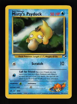Misty's Psyduck 54/132 Unlimited Uncommon Gym Heroes Pokemon Cards - Image 1
