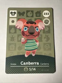 232 Canberra Amiibo Card 232 Series 3 Animal Crossing Nintendo Switch NA Region - Image 1