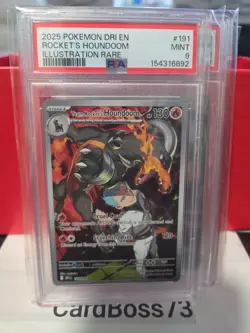 PSA 9 🌟 Team Rockets Houndoom 191/182 Destined Illustration Rare Pokemon Card - Image 1