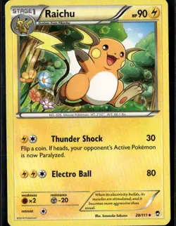 Raichu Uncommon XY Furious Fists 28/111 Lightning Pokemon Card - Image 1