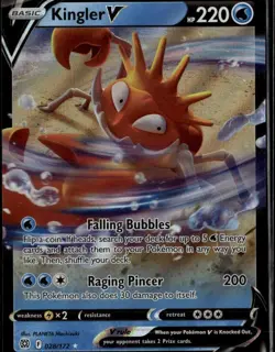 Kingler V Ultra Rare SWSH09: Brilliant Stars 028/172 Water Holo Pokemon Card - Image 1