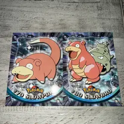 Pokemon Topps Chrome Slowpoke #79 & Slowbro #80 TV Animation Card Lot - Image 1