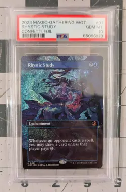 Rhystic Study Confetti Foil Anime Borderless WOT 91 Magic the Gathering PSA 10 - Image 1