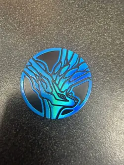 Pokemon Xerneas Blue Metallic Collector Coin TCG Promo Token 2014 - Image 1