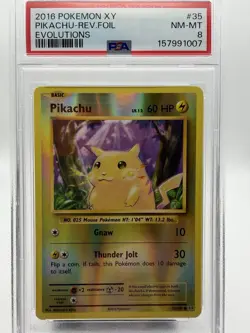 2016 Pokemon XY Evolutions - #35 Pikachu [Reverse Foil] Holo - PSA 8 - Image 2