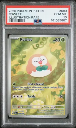 2026 POKEMON POR EN-PERFECT ORDER ILLUSTRATION RARE #090 ROWLET PSA 10 - Image 1