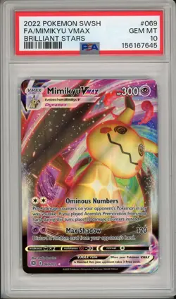 2022 Pokemon SWSH Brilliant Stars Mimikyu VMAX Full Art #069 PSA 10 - Image 1