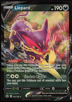 Liepard V 104/198 Holo V Rare Chilling Reign Pokemon NM - Image 1