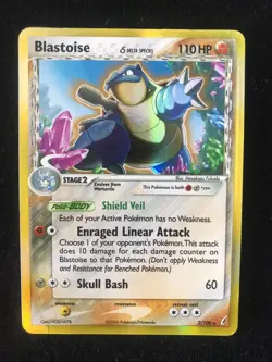 Pokemon TCG Blastoise Rare Delta Species 2/100 Crystal Guardians LP/MP Condition - Image 1