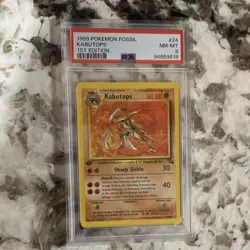 Pokemon TCG Kabutops 24/62 Fossil 1st Edition PSA 8 1999 English Regular - Image 1