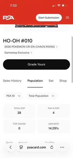 Pokemon TCG Ho-Oh #010 GAMESTOP EXCLUSIVE PSA 10 GEM MT CRI POP 4🔥 - Image 4