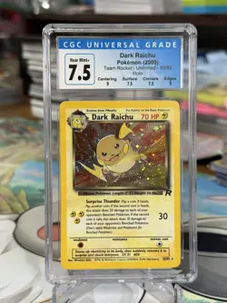 2000 Pokemon TCG Team Rocket Secret Rare Holo Dark Raichu 83/82 | CGC 7.5 NM+ - Image 1