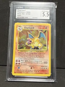 CGC 5.5 EXCELLENT+ 1999 CHARIZARD POKEMON GAME HOLO UNLIMITED BASE SET #4 - Image 1