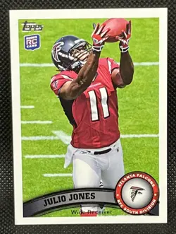 2011 Topps Julio Jones #350 Rookie Card RC Ball Above Head Facing Left variation - Image 1