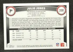 2011 Topps Julio Jones #350 Rookie Card RC Ball Above Head Facing Left variation - Image 2