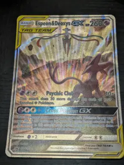 Pokemon TCG Jumbo Espeon & Deoxys GX SM240 Black Star Promo Card - Image 1