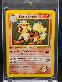 1st Edition Blaine's Arcanine 1/132 Holo Rare WOTC 2000 Pokemon Gym Challenge LP - Image 1