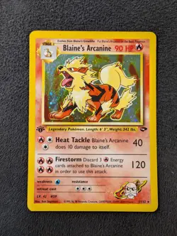 1st Edition Blaine's Arcanine 1/132 Holo Rare WOTC 2000 Pokemon Gym Challenge LP - Image 3
