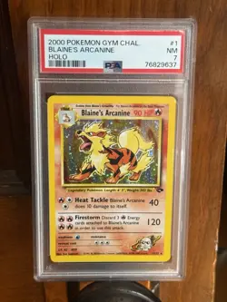 Pokemon Blaine's Arcanine 1/132 Gym Challenge Holo Rare 2000 PSA 7 Unlimited - Image 1