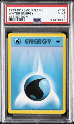 1999 POKEMON BASE SET 1ST EDITION #102 WATER ENERGY PSA 9 - Image 1