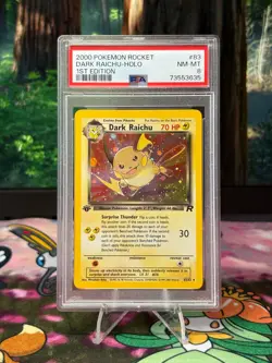 SWIRL! 2000 Pokemon Team Rocket Dark Raichu Holo 1st Edition 83/82 PSA 8 - Image 1