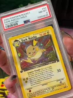 SWIRL! 2000 Pokemon Team Rocket Dark Raichu Holo 1st Edition 83/82 PSA 8 - Image 3