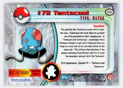 1999 Topps Pokemon TV Animation Edition Series 1 #72 Tentacool - Image 2