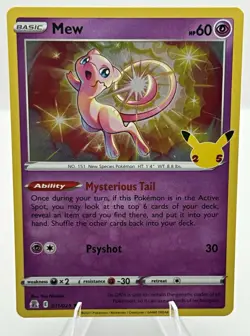 Pokemon TCG Mew Holo Rare Holo Celebrations 011/025 60HP English - Image 1