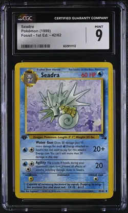 CGC 9 Seadra 1999 Fossil 1st Edition 42/62 Pokemon Card - Image 1