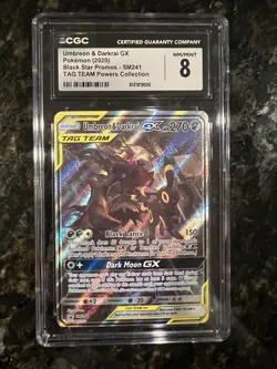 CGC 8 Umbreon & Darkrai GX SM241 Black Star Promo Holo TAG TEAM English - Image 1