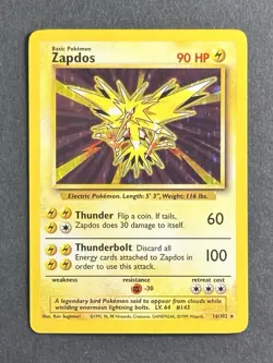 1999 Pokemon Base Set Zapdos 16/102 | Holo Rare Vintage WOTC TCG | NM - Image 1