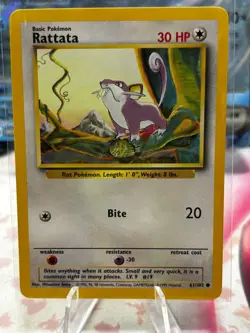 Rattata 61/102 – Pokemon Base Set – MP - Image 1