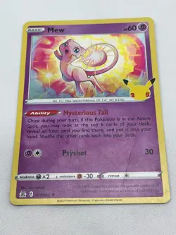 Pokemon TCG Mew 11/25 Holo Rare Celebrations 25th Anniversary HP / DMG - Image 3