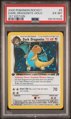 2000 POKEMON ROCKET 1ST ED #5 DARK DRAGONITE-HOLO PSA 6 - Image 1