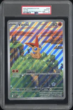2025 POKEMON SVP UNOVA VICTINI ILLUSTRATION COLLECTION JUMBO #208 VICTINI PSA 10 - Image 1