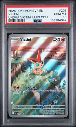2025 Pokemon SVP En Unova Victini Illustration Collection #208 Victini PSA 10 - Image 1