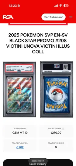 2025 Pokemon SVP En Unova Victini Illustration Collection #208 Victini PSA 10 - Image 3