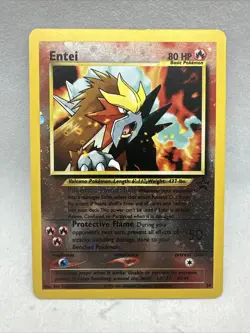 Vintage Entei #34 WOTC Black Star Promo Reverse Holo Rare Pokemon TCG Card - Image 1