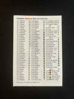 Pokemon Trading Card Game Card List - Jungle, Fossil & Base Set - Unmarked - Image 3
