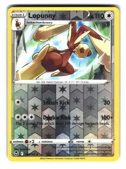 Lopunny Reverse Holo Uncommon 145/195 Silver Tempest Pokemon Card - Image 1