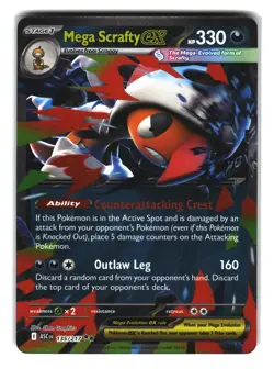 Mega Scrafty ex 135/217 Pokemon Card Paradox Rift Ultra Rare - Image 1