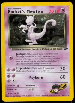 Rocket's Mewtwo 14/132 Holo Rare Gym Challenge Pokemon Unlimited Holo HP - Image 1